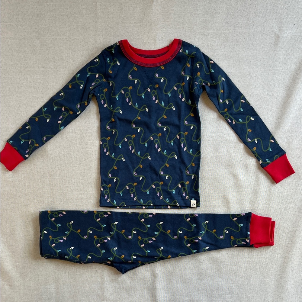 Pact organic cotton unisex kids Navy Lights Pajama Set - Picture 2 of 10